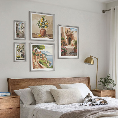 Framed photo set Streets flowers Mediterranean style