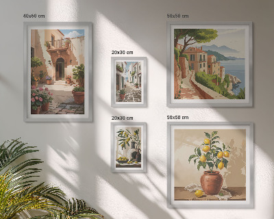 Framed photo set Streets flowers Mediterranean style
