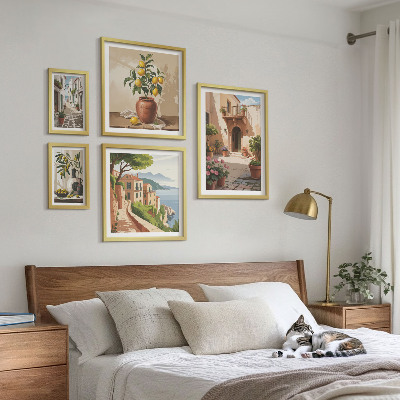 Framed photo set Streets flowers Mediterranean style