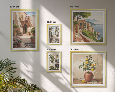 Framed photo set Streets flowers Mediterranean style