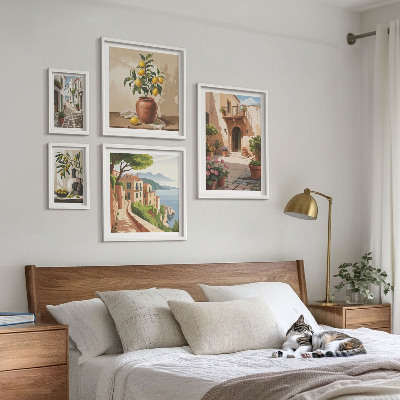 Framed photo set Streets flowers Mediterranean style