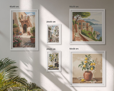 Framed photo set Streets flowers Mediterranean style