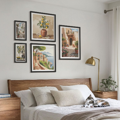 Framed photo set Streets flowers Mediterranean style
