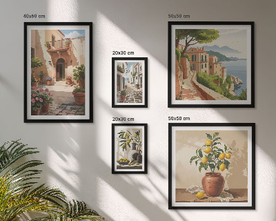 Framed photo set Streets flowers Mediterranean style