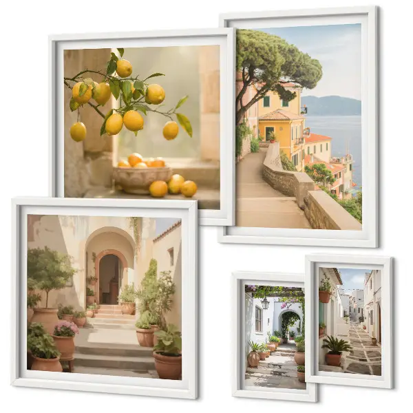 Framed photo set featuring charming seaside streets