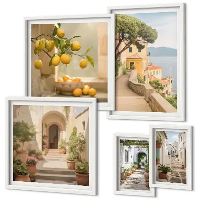 Framed photo set featuring charming seaside streets