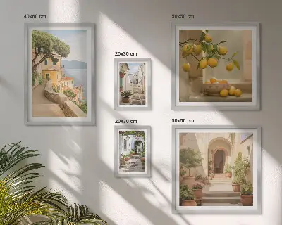 Framed photo set featuring charming seaside streets