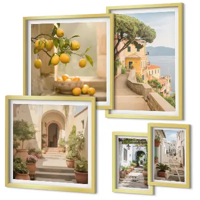 Framed photo set featuring charming seaside streets