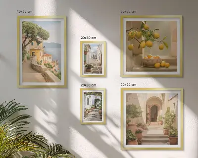 Framed photo set featuring charming seaside streets