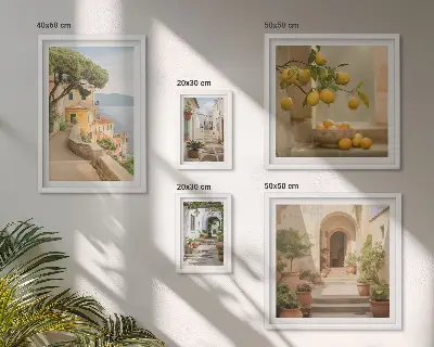 Framed photo set featuring charming seaside streets