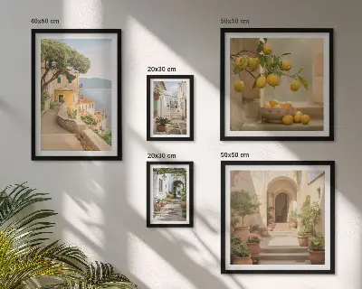 Framed photo set featuring charming seaside streets