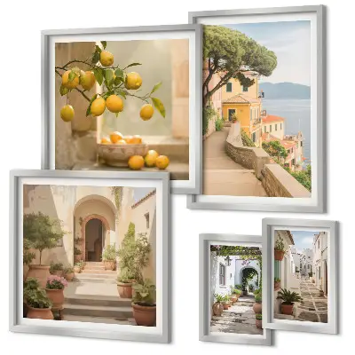 Framed photo set featuring charming seaside streets