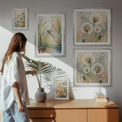 Set of 5 floral dragonfly wall art pieces in a nature style