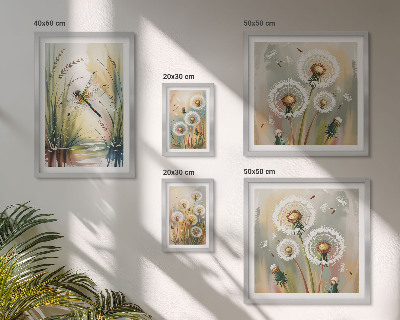 Set of 5 wall art pieces Floral dragonflies in nature style