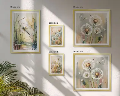 Set of 5 floral dragonfly wall art pieces in a nature style