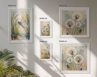 Set of 5 floral dragonfly wall art pieces in a nature style
