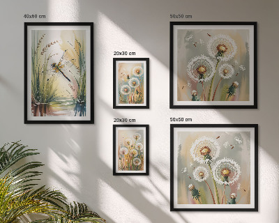 Set of 5 wall art pieces Floral dragonflies in nature style