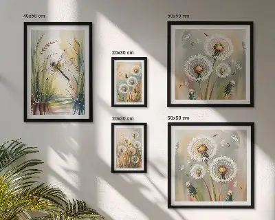 Set of 5 floral dragonfly wall art pieces in a nature style