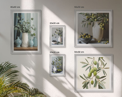 Gallery wall Green olives in a vase decorations