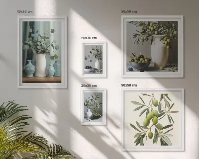 Gallery wall art green olives in a vase print