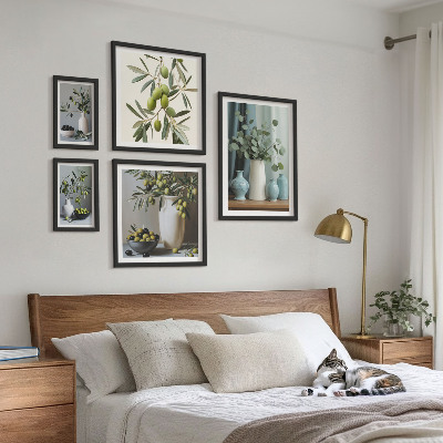 Gallery wall Green olives in a vase decorations