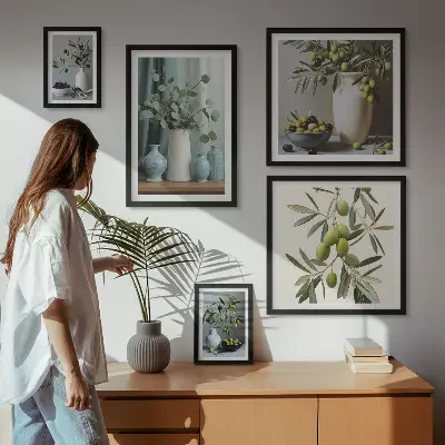 Gallery wall art green olives in a vase print