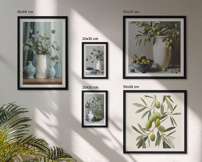 Gallery wall Green olives in a vase decorations