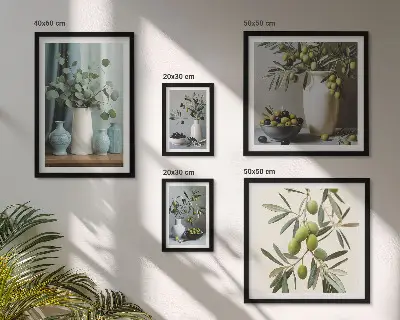Gallery wall art green olives in a vase print