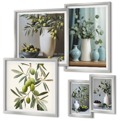 Gallery wall Green olives in a vase decorations
