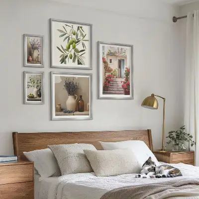 Gallery wall art set featuring stylish floral and fruit illustrations