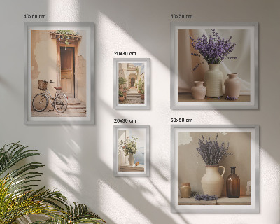 Set of 5 wall art pieces Stylish interiors with a bicycle and flowers