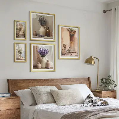 5-piece wall art set stylish bicycle and flowers design