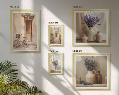 5-piece wall art set stylish bicycle and flowers design
