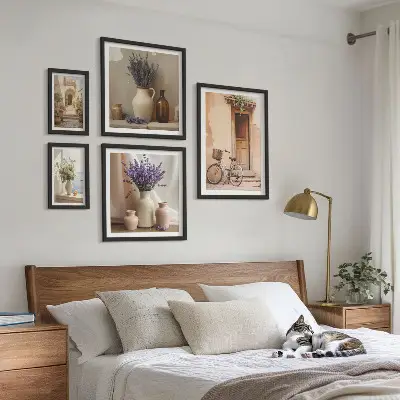 5-piece wall art set stylish bicycle and flowers design