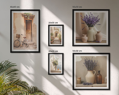 Set of 5 wall art pieces Stylish interiors with a bicycle and flowers