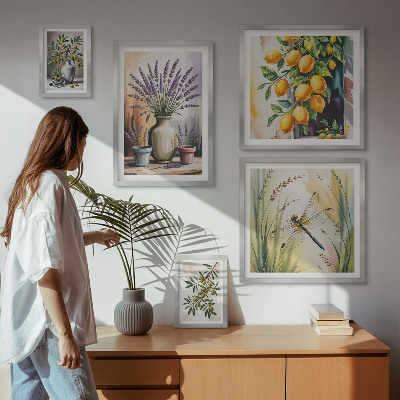 Gallery wall Floral Lemon Olives Rustic