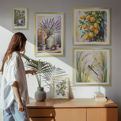 Gallery wall Floral Lemon Olives Rustic