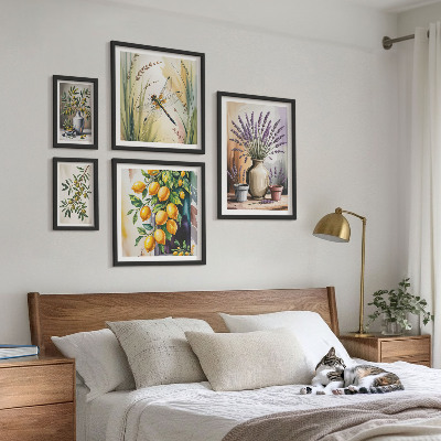 Gallery wall Floral Lemon Olives Rustic