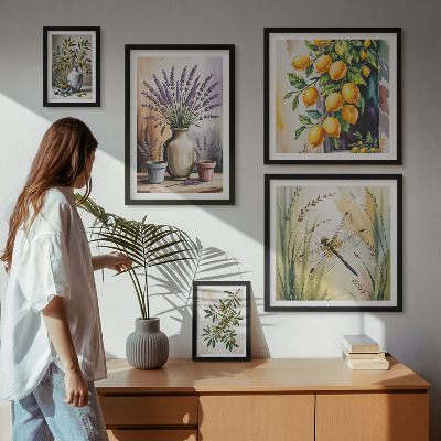 Gallery wall Floral Lemon Olives Rustic