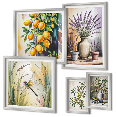 Gallery wall Floral Lemon Olives Rustic