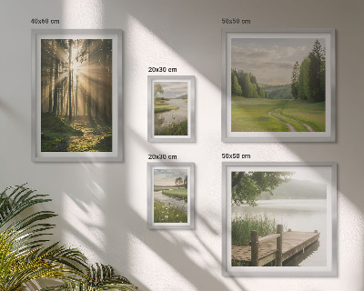 Set of 5 wall art pieces Forest landscapes sun water