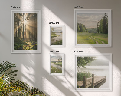 Set of 5 wall art pieces Forest landscapes sun water