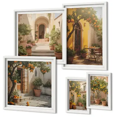 Gallery wall charming orange streets print