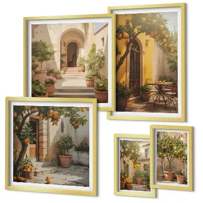 Gallery wall charming orange streets print