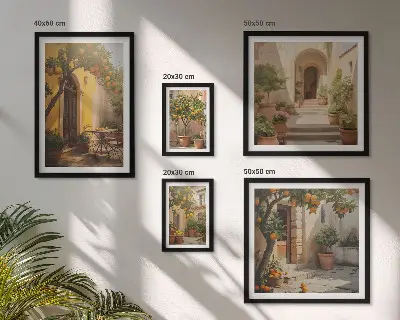 Gallery wall charming orange streets print