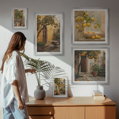 Framed photo set Citrus fruits in the garden