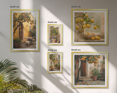 Framed photo set Citrus fruits in the garden