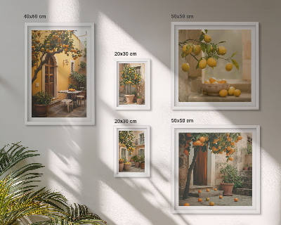 Framed photo set Citrus fruits in the garden