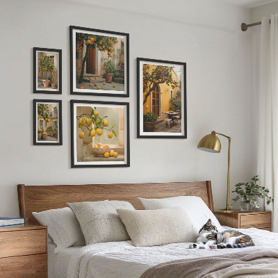 Framed photo set Citrus fruits in the garden