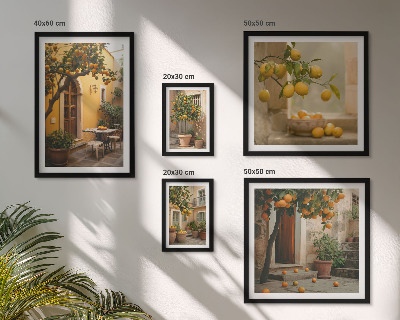 Framed photo set Citrus fruits in the garden